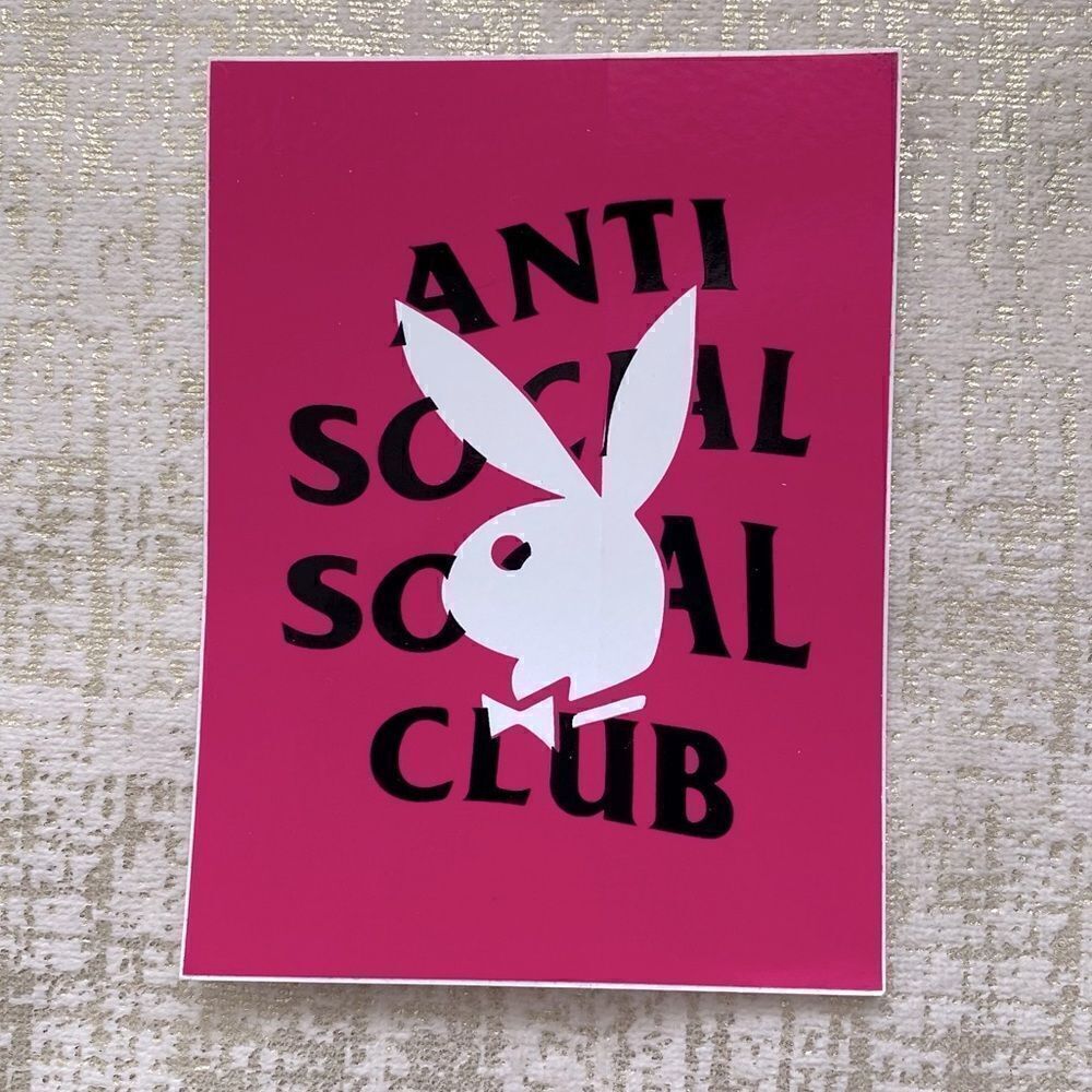Anti-Social Social Club x Playboy Bunny Pink Sticker. New! 2.75" x 3.75"
